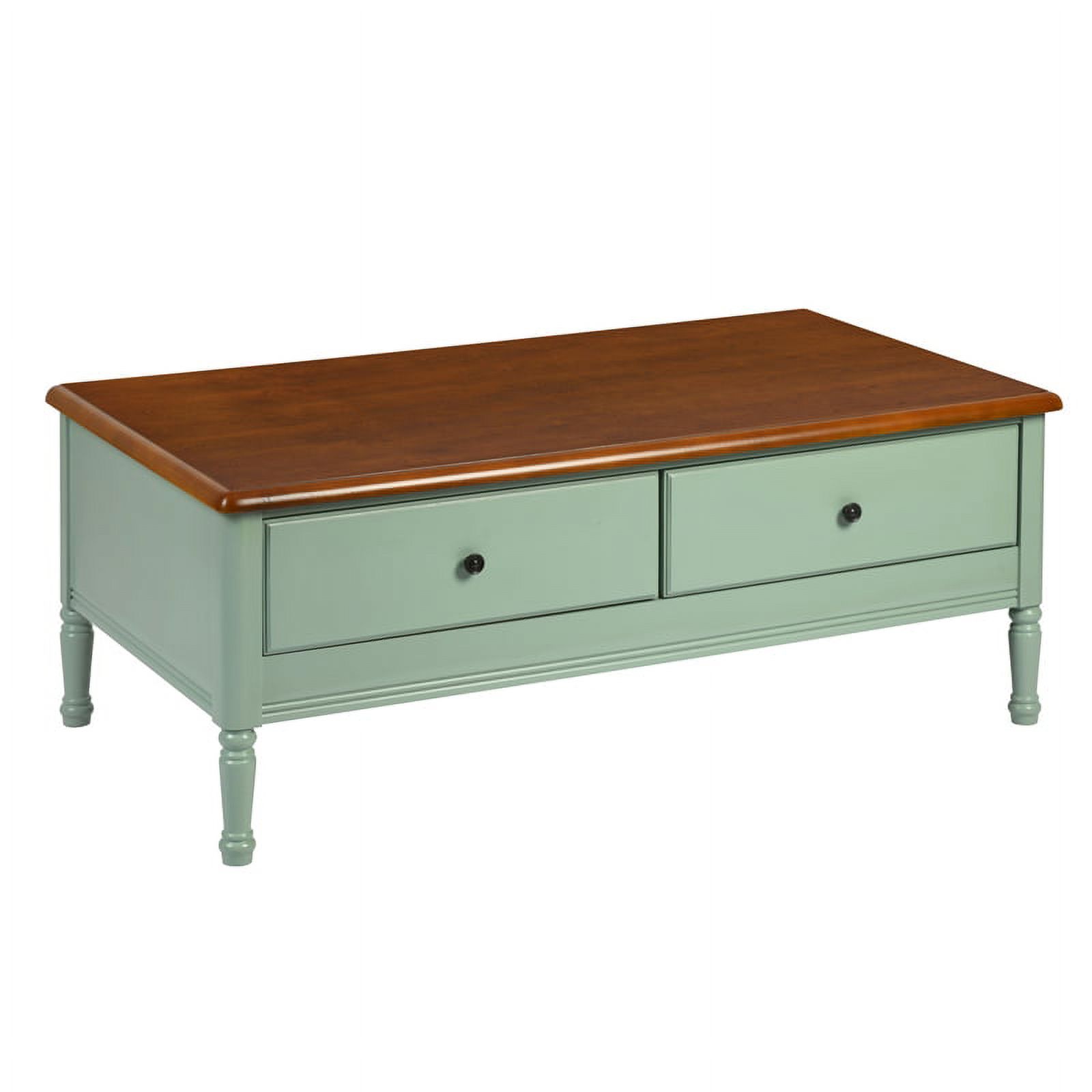 Pemberly Row Solid Wood Green 48 in. 4-Drawer Rectangle Coffee Table ...