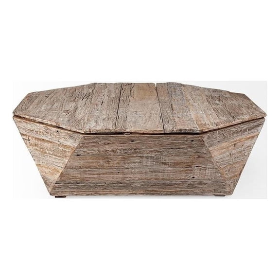 Pemberly Row Solid Wood Hinged Top with Storage Coffee Table in Brown