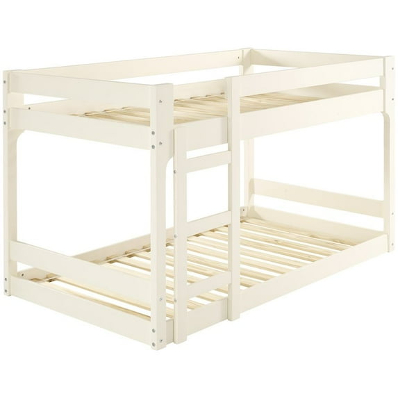 Pemberly Row Solid Wood Jr Twin Over Twin Mod Bunk Bed in White