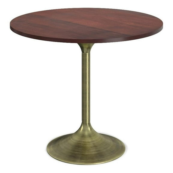 Pemberly Row Solid Wood & Metal 36x36" Round Contemporary Dining Table in Walnut