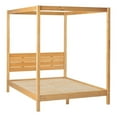 thumbnail image 1 of Pemberly Row Solid Wood Minimalist Boho Queen Canopy Bed - Natural Pine, 1 of 6