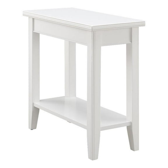 Pemberly Row Solid Wood Narrow End Table with Shelf in White