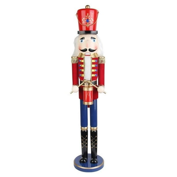 Pemberly Row Solid Wood Nutcracker Drummer Soldier in Multi-Color