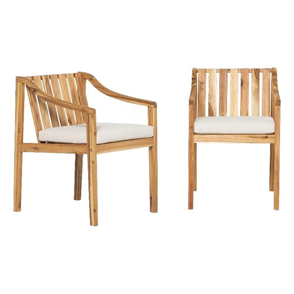 Pemberly Row Solid Wood Outdoor Curved Arm Dining Chair (set of 2 ...