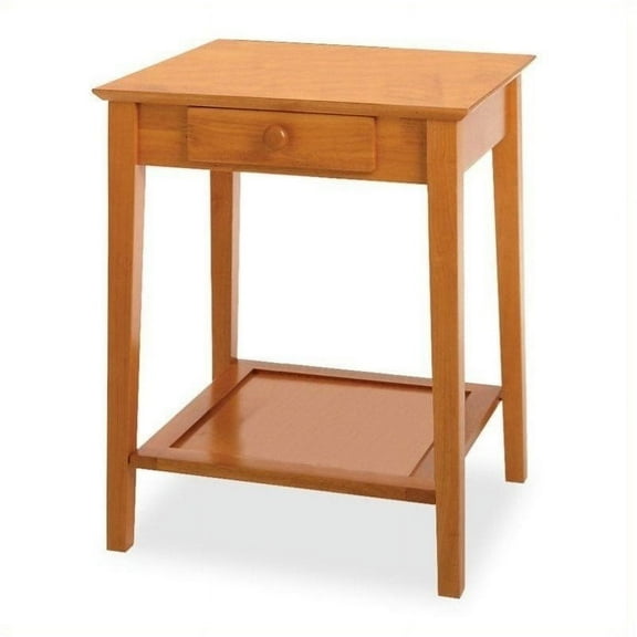 Pemberly Row Solid Wood Printer Stand / End Table in Honey