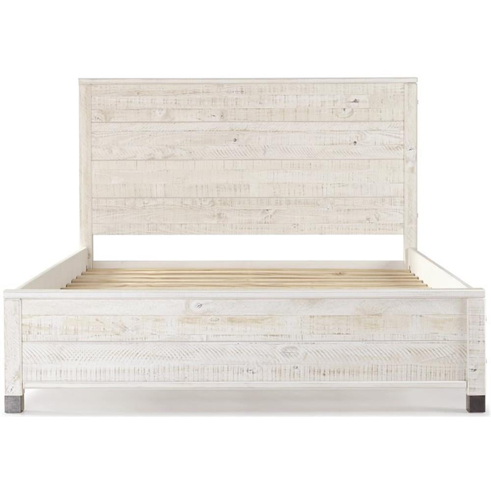 Pemberly Row Solid Wood Queen Platform Bed in Shabby White Finish ...