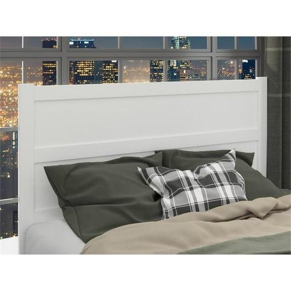 Pemberly Row Solid Wood Queen Size Headboard with USB Charging Station in White