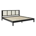 thumbnail image 1 of Pemberly Row Solid Wood Rattan Headboard King Bedframe - Black, 1 of 15