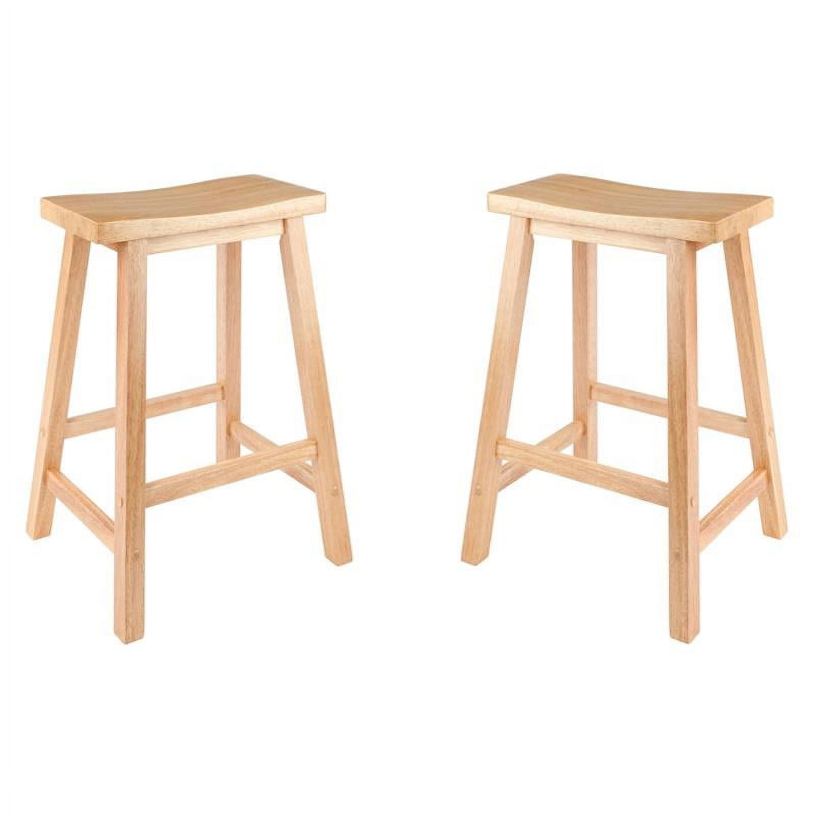 Pemberly Row Solid Wood Saddle Seat Counter Stool in Beech Set of 2