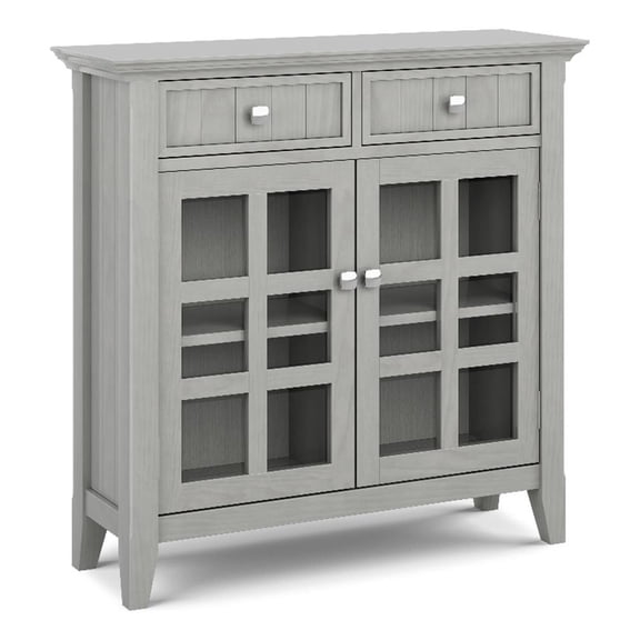 Pemberly Row Solid Wood Storage Cabinet in Fog Gray with Adjustable Shelves