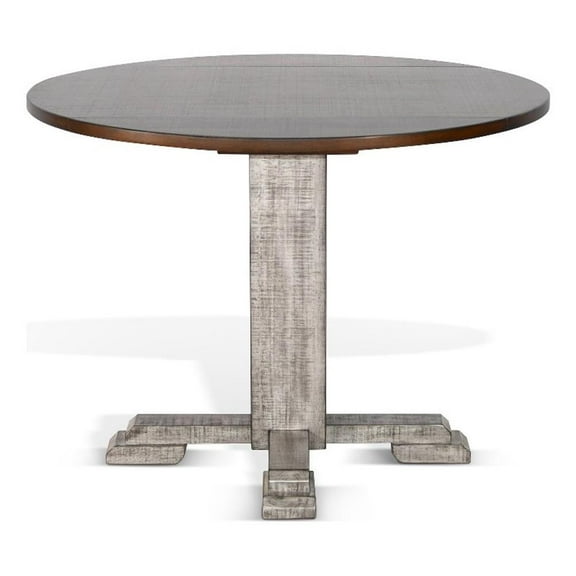 Pemberly Row Solid Wood Traditional Round Drop Leaf Dining Table