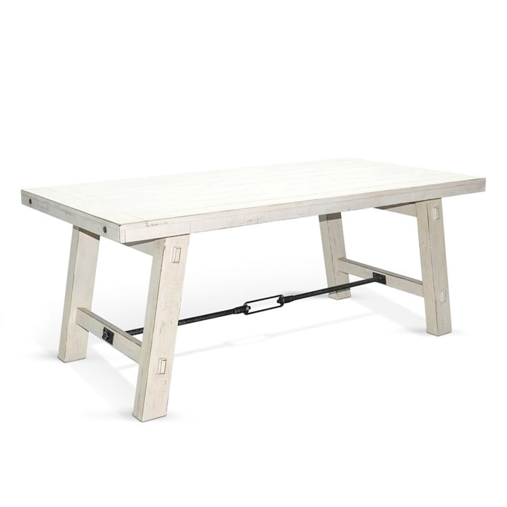 Pemberly Row Solid Wood Traditional White Sand Finish Dining Table ...