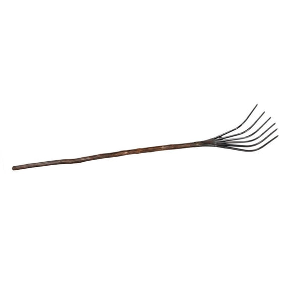 Pemberly Row Solid Wood and Metal Decorative Rake in Brown/Black