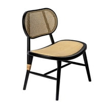 Pemberly Row Solid Wood with Natural Cane Side Chairs (Set of 2) in Black