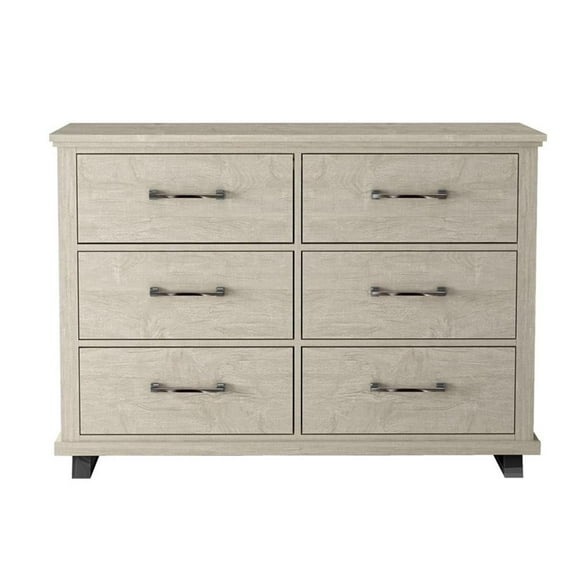 Pemberly Row Spacious and Stylish 52" Extra-Wide 6-Drawer Dresser - Beige