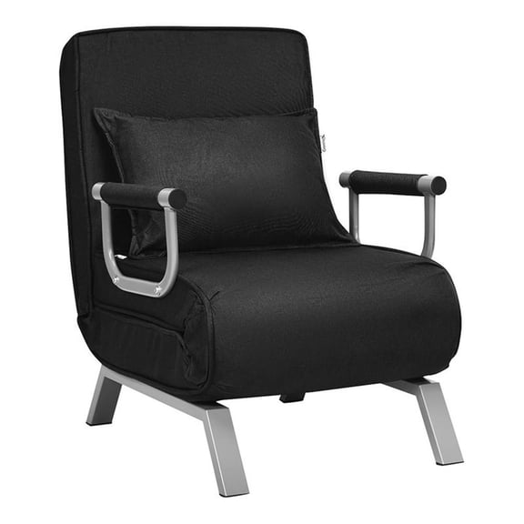 Pemberly Row Sponge Folding 5-position Convertible Sleeper Bed w/ Pillow - Black