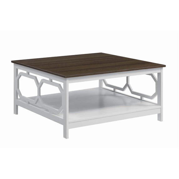 Pemberly Row Square 36" Coffee Table Espresso & White Wood Finish