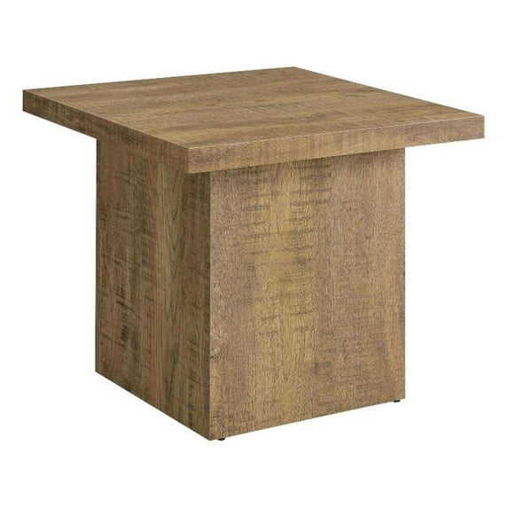 Pemberly Row Square Farmhouse Engineered Wood End Table in Brown