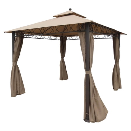Pemberley Row Aluminum Khaki Gazebo Square UV Protection 118" Unassembled