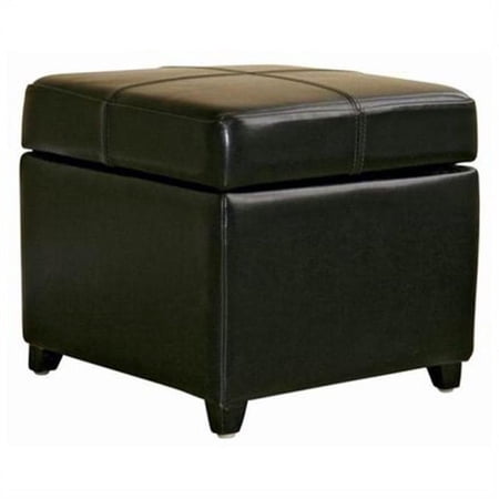 Pemberley Row Leather Black Ottoman Square Lift-Top Storage 18"