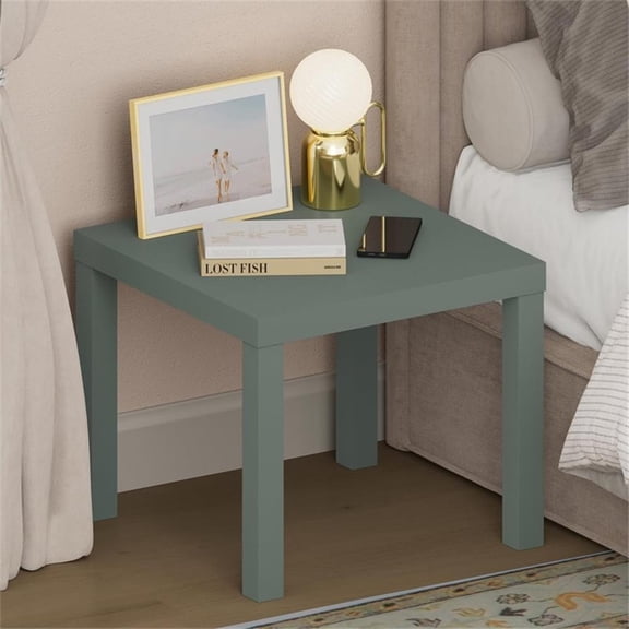 Pemberly Row Square Nightstand with Thick Top in Sage Green Finish