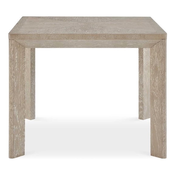 Pemberly Row Square Solid White Oak Parquet Dining Game Table in White