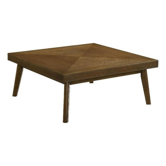 Pemberly Row Square Wood Coffee Table with Diamond Parquet Walnut