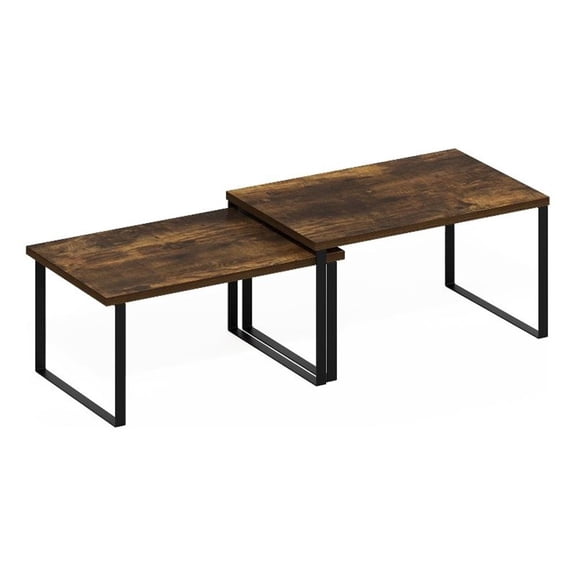 Pemberly Row Stackable Kitchen Counter Shelves in Set of 2 Amber Pine