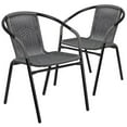 thumbnail image 1 of Pemberly Row Stackable Rattan Curved Back Dining Arm Chair in Gray (Set of 2), 1 of 10