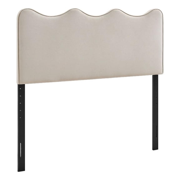 Pemberly Row Stain-Resistant Performance Velvet Full Headboard in Almond