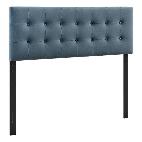 Pemberly Row Stain-Resistant Performance Velvet Full Headboard in Cadet Blue