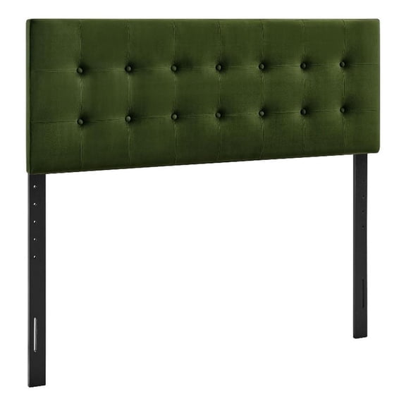 Pemberly Row Stain-Resistant Performance Velvet Full Headboard in Moss Green