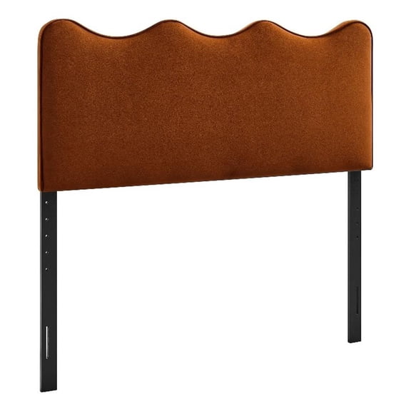 Pemberly Row Stain-Resistant Performance Velvet Full Headboard in Rust