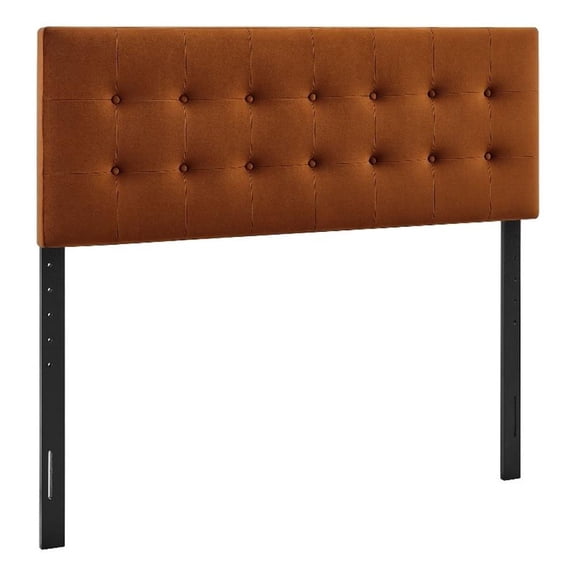 Pemberly Row Stain-Resistant Performance Velvet Full Headboard in Rust