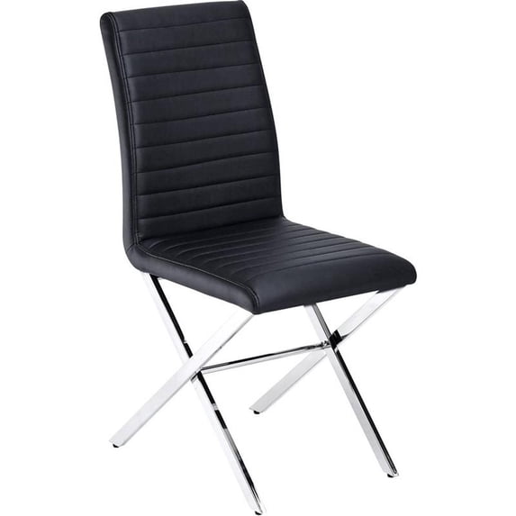 Pemberly Row Stainless Steel Dining Chair in Black (Set of 2)