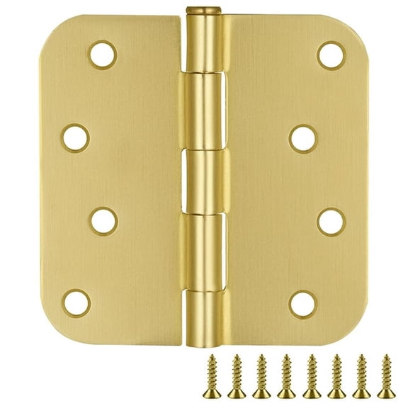 Pemberly Row Stainless Steel Door Hinge in Brass 4 Inch 5/8 Inch Radius 12 Pack