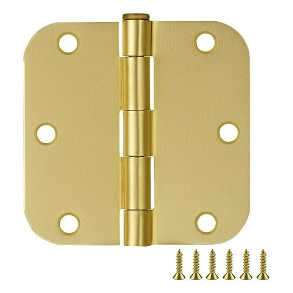 Pemberly Row Stainless Steel Door Hinge in Satin Brass - 12 Pack
