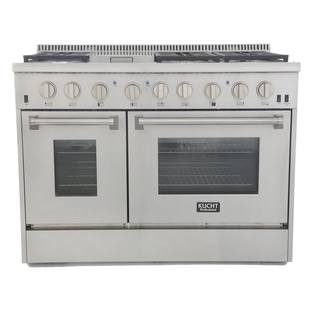 Pemberly Row Stainless Steel Dual Fuel Natural Gas Range in Silver