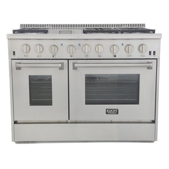 Pemberly Row Stainless Steel Dual Fuel Natural Gas Range in Silver