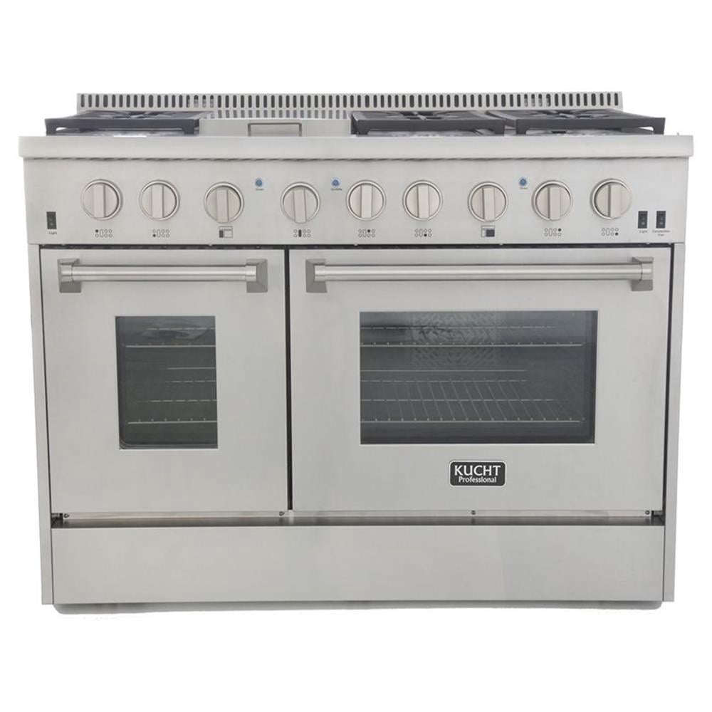 Pemberly Row Stainless Steel Dual Fuel Propane Gas Range in Silver