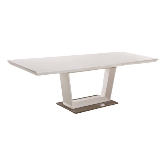 Pemberly Row Stainless Steel & Wood Extendable Lacquer Top Dining Table in White