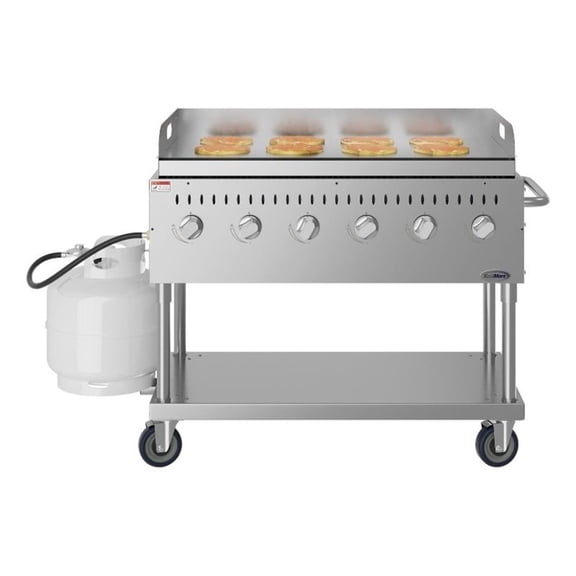 Pemberly Row Steel 48" Commercial Outdoor Propane Gas Grill with Griddle