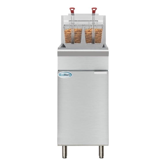 Pemberly Row Steel 50lb Floor Liquid Propane Commercial Fryer with 120000 BTUs