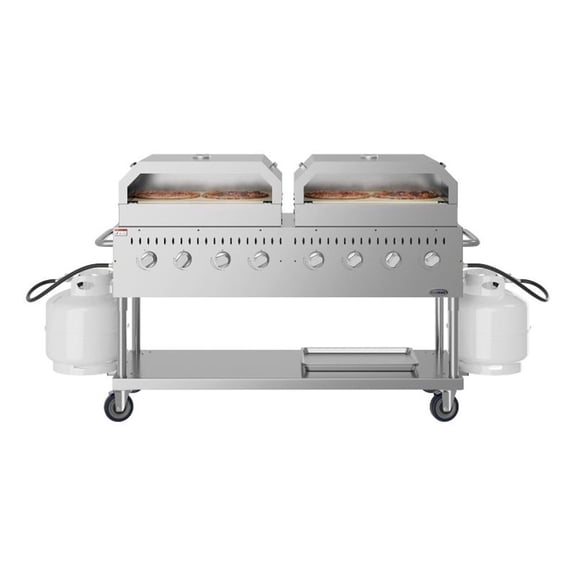 Pemberly Row Steel 60" 8-Burner Commercial Outdoor Propane Gas Grill