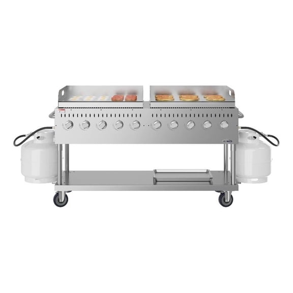 Pemberly Row Steel 72" 10-Burner Commercial Outdoor Propane Gas Grill