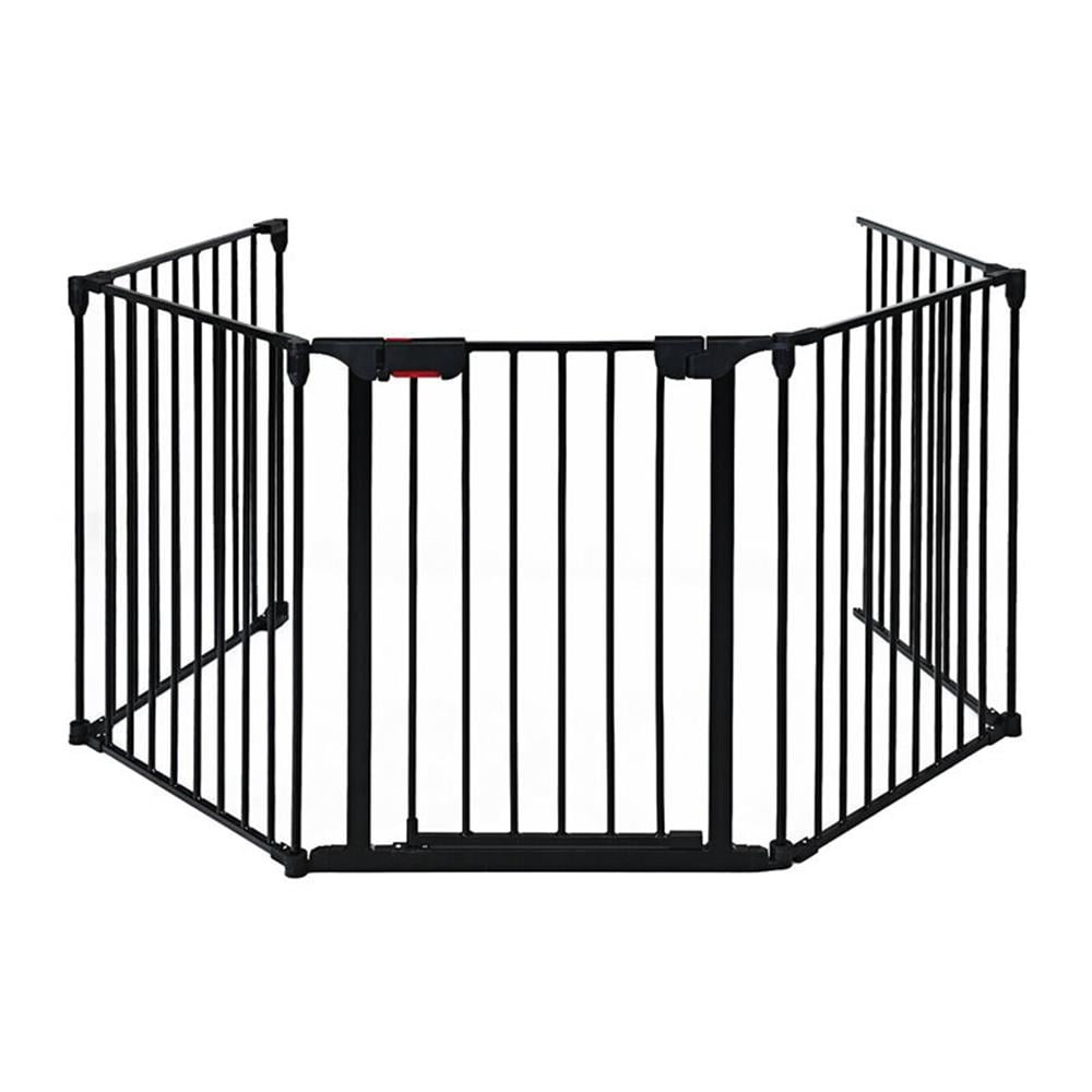 Pemberly Row Steel Fireplace Safety Fence Hearth Gate in Black