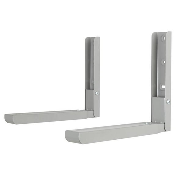 Pemberly Row Steel Universal Wall-Mounted Microwave Brackets - Silver (Set of 2)