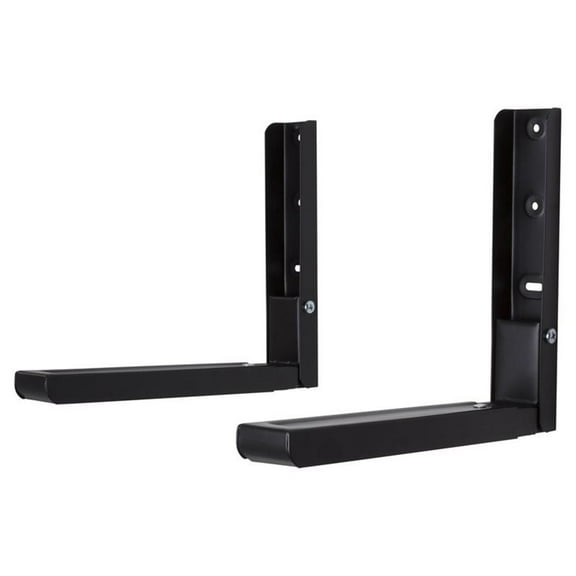 Pemberly Row Steel Universal Wall-Mounted Microwave Brackets in Black (Set of 2)