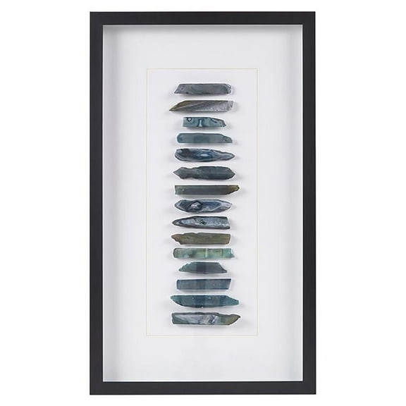 Pemberly Row Stones Real Natural Agate Framed Shadowbox in Blue