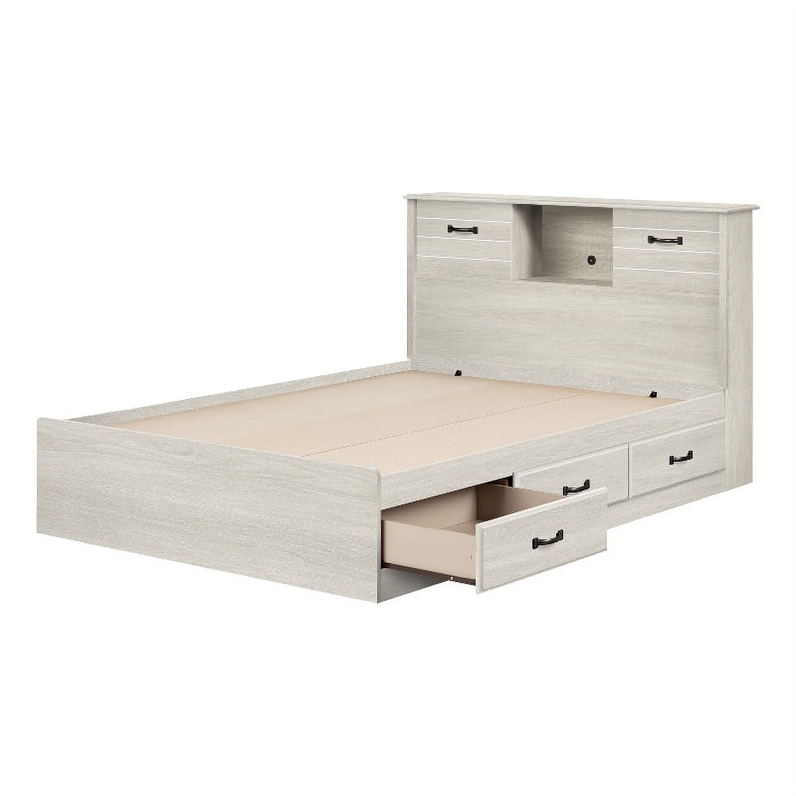 Pemberly Row Storage Bed and Bookcase Headboard Set Full Winter Oak